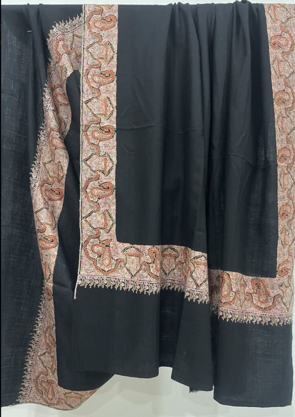 Neemdor Sozni Hand Embroidered Black Shawl - Image 7